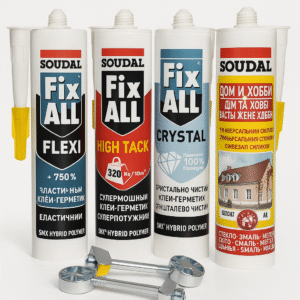 Материалы для монтажа столешниц — Soudal Fix All Flexi, High Tack, Crystal и силикон Дом и Хобби со стяжкой